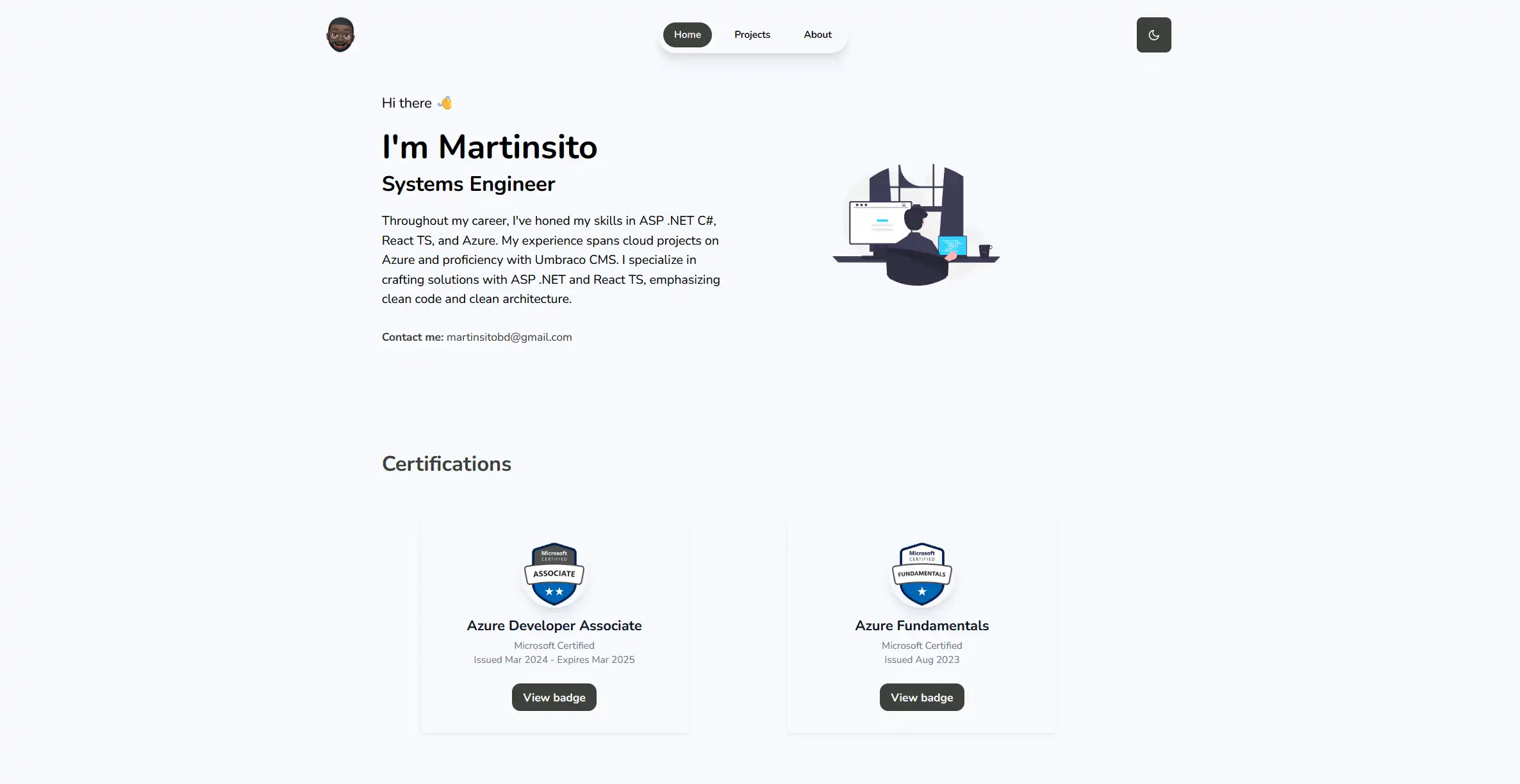 Personal Portfolio project screenshot