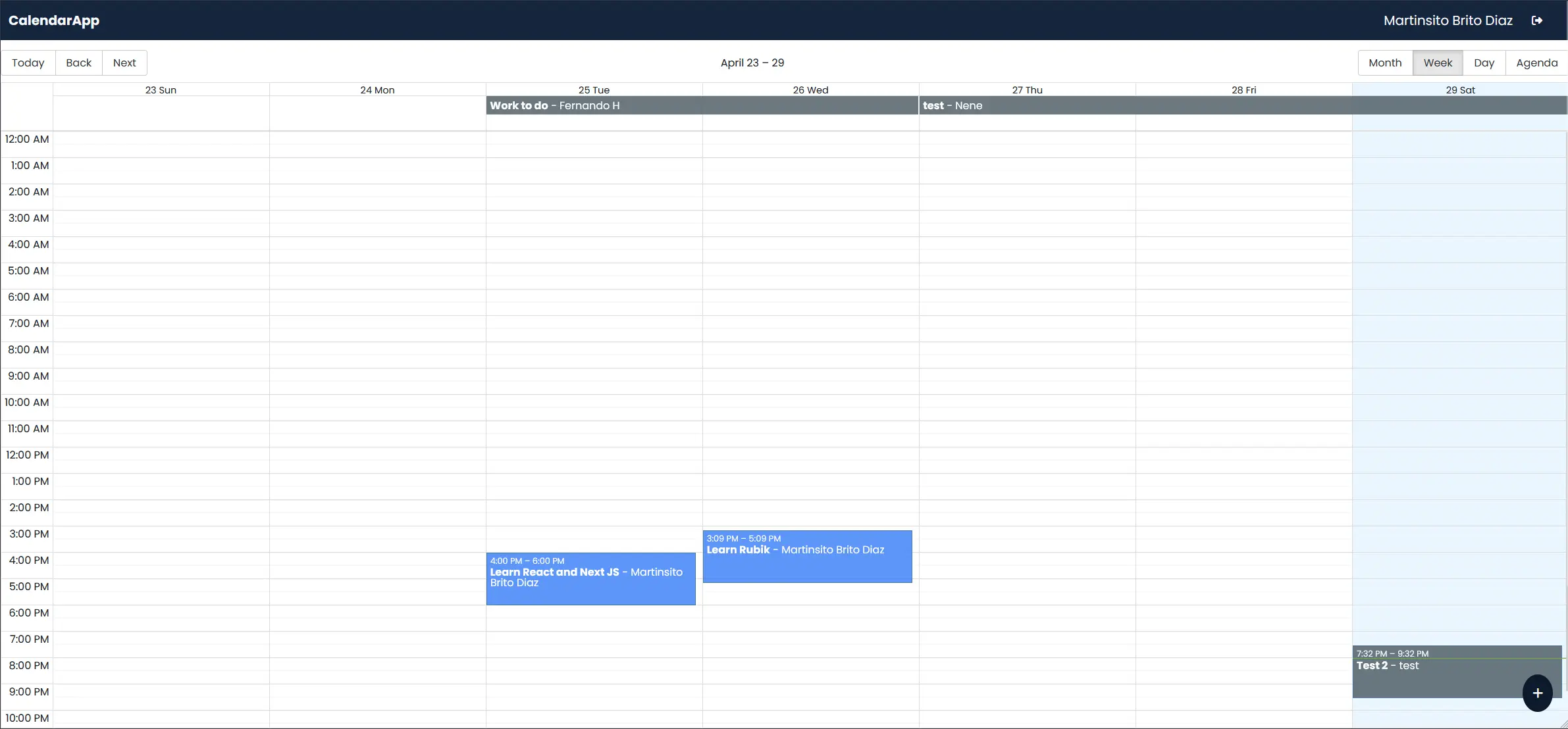 Calendar APP project screenshot